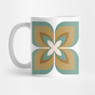 Modern Bold Stylized Frangipani Flower in sage blue green and caramel Mug